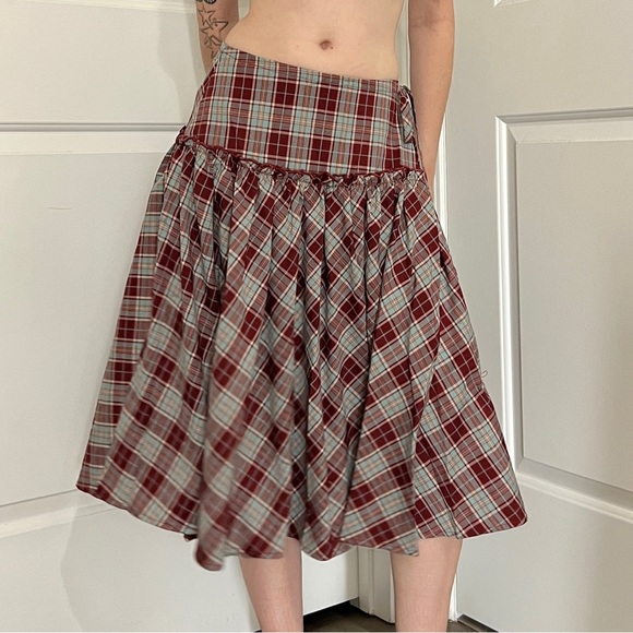 Plaid Midi Wrap Skirt - Picture 1 of 6